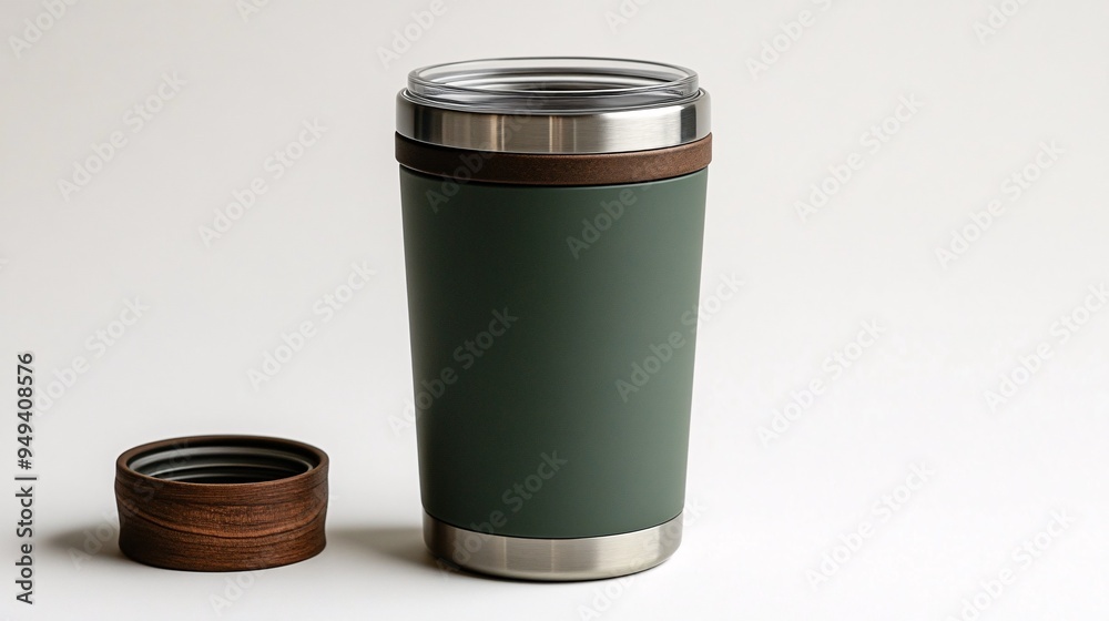 Double-Walled Stainless Steel Tumbler with Wood Accent Double-Walled Stainless Steel Tumbler with Wood Accent