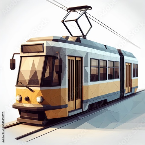 Low Poly Tram A D model of a tram rendered in a low poly style w