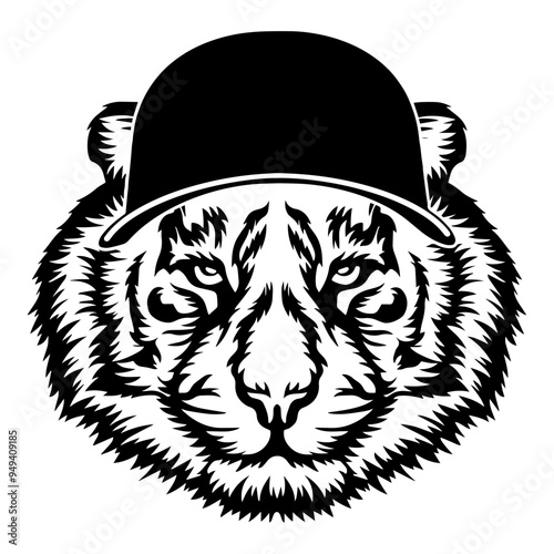 Tiger In Baseball Cap