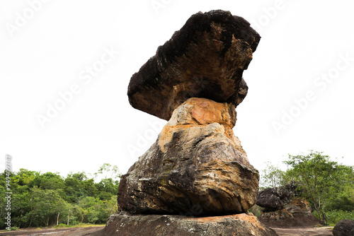 Phu Phrabat Historical Park It represents human civilization. and changes in topographic conditions which has a sandstone structure that has been eroded to form small and large rocks of various shapes photo