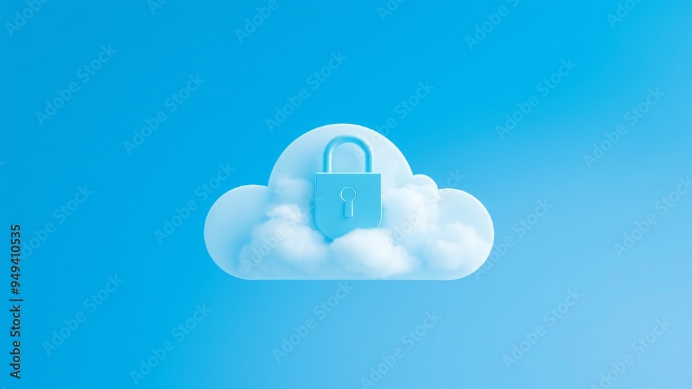 a secure cloud with a padlock, emphasizing the importance of online security and data privacy a secure cloud with a padlock, emphasizing the importance of online security and data privacy