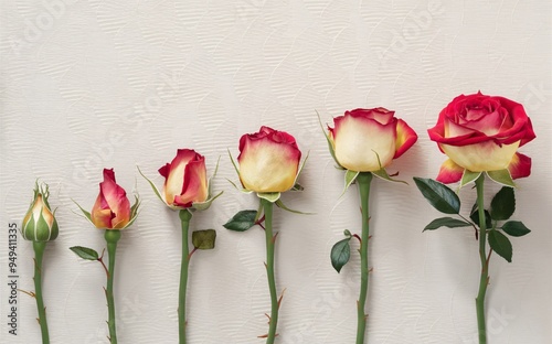 Rose Blooming in Stages Animated Sequence for Valentine Background photo