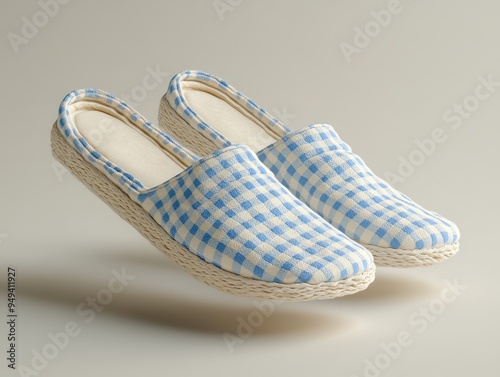 A floating pair of slippers slightly separated aga  630 shoe, shoes, footwear, fashion, pair, leather, baby, sandal, clothing, slipper, pink, isolated, foot, object, child, sandals, slippers, summer,  photo