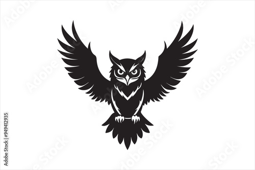 Horned Owl silhouette vector illustration