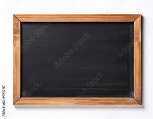 Blank chalkboard with wooden frame isolated on white background. can add your own text on space.