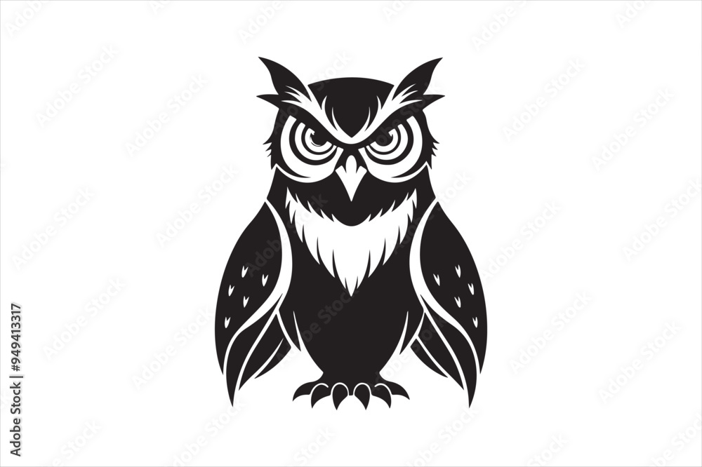 Horned Owl silhouette vector illustration