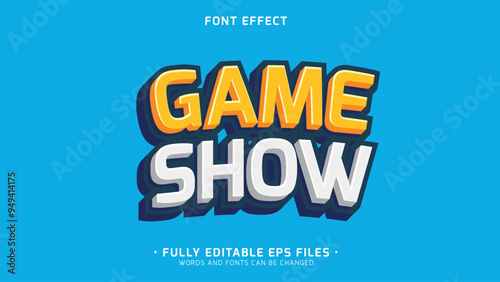 3d minimalists sticker style vector text effect with game show word font efffect