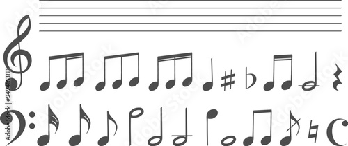 Music notes icon set