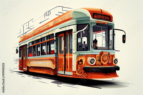 typography tram a digital illustration of a tram created using l