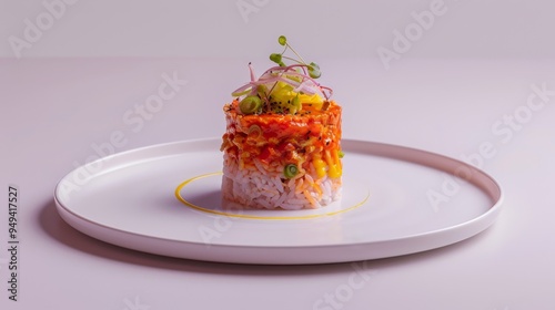 Wallpaper Mural Layered Salmon and Avocado Appetizer with Herb Garnish Torontodigital.ca