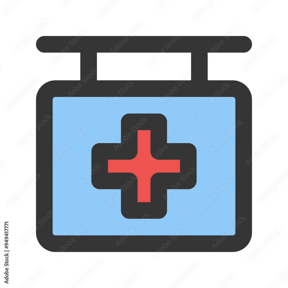 Obraz premium hospital sign outline fill icon