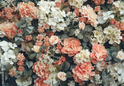 Floral Wall Arrangement: A Delicate Tapestry of Pastel Blossoms