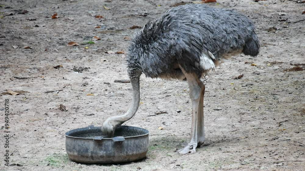 An ostrich is seen in a natural, The ostrich's strong legs and tall stature are prominent, highlighting its impressive size, the ostrich's native savanna or arid regions 