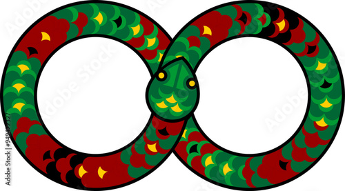 vector of green snakes, vintage style graphic viper, python illustration, snake of imortal sign.