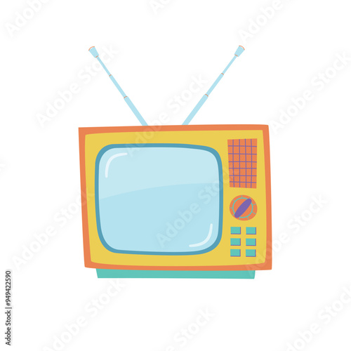 Vintage TV. Classic technology for watching broadcasts, news, movies, show. Retro television device
