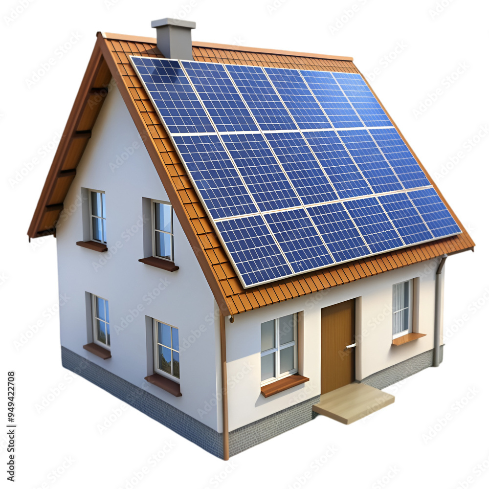 Fototapeta premium House with solar panel on roof