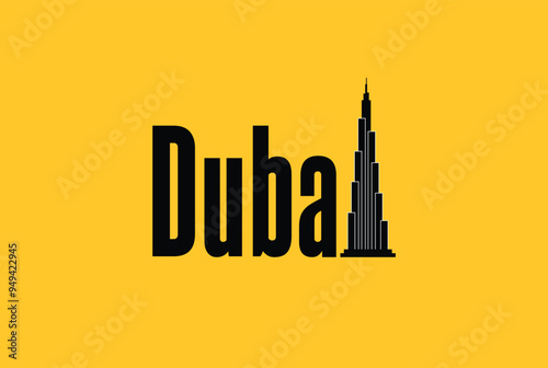 Dubai. Dubai city flat vector logo design with iconic place.