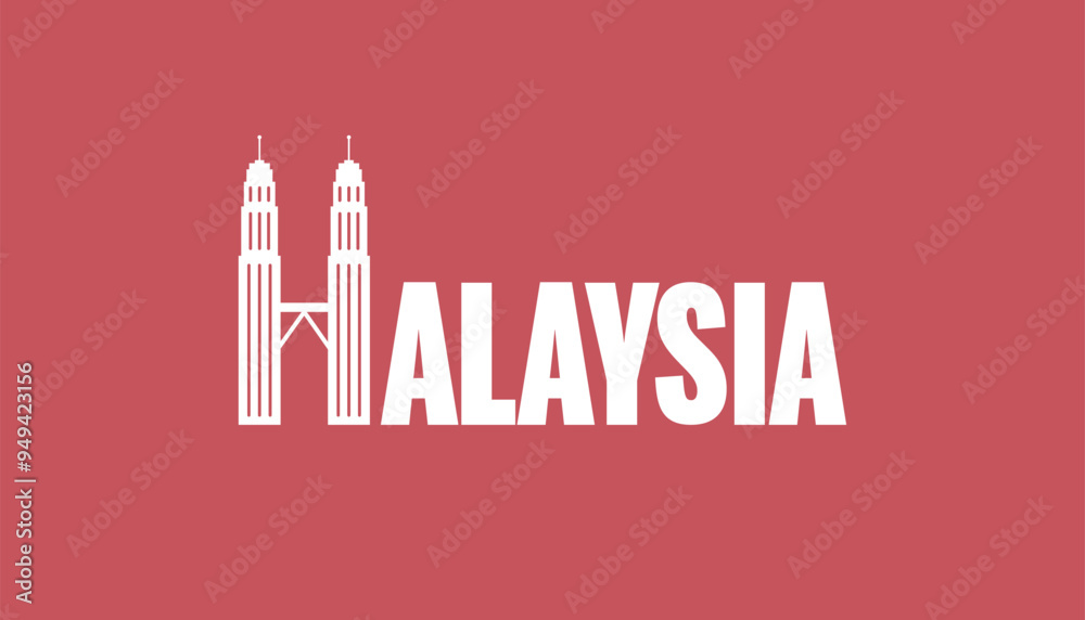 Malaysia. Malaysia country flat vector logo design with iconic place. Malaysia. Malaysia country flat vector logo design with iconic place.