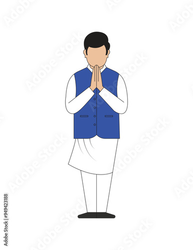 Indian Politician requesting for voting. Netaji posing namaste