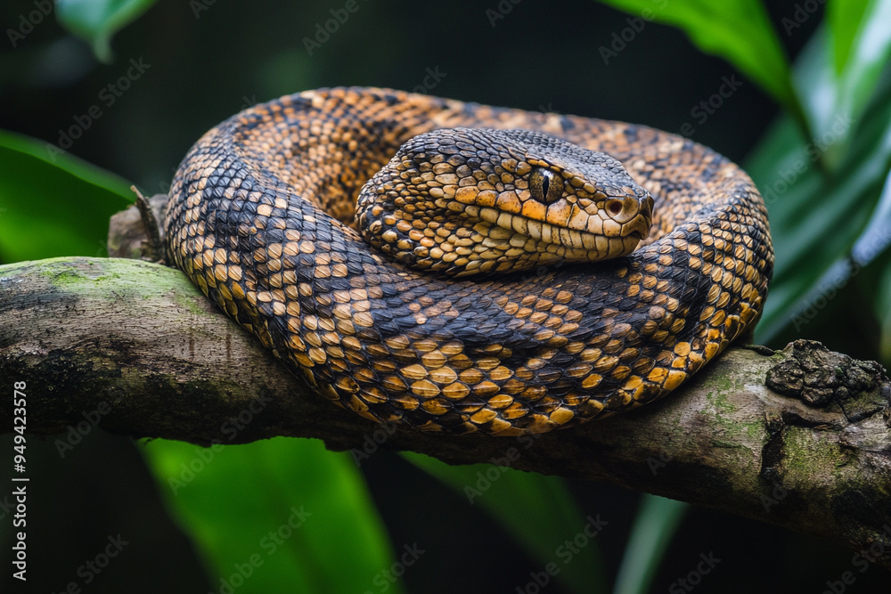 Naklejka premium Snake coiled up on a branch