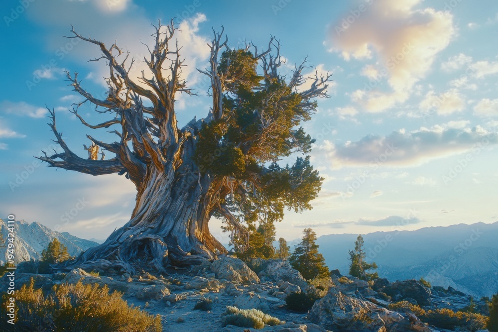 A towering ancient bristlecone pine tree, with copy space A towering ancient bristlecone pine tree, with copy space