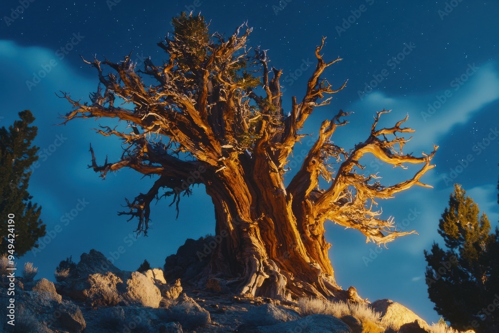 A towering ancient bristlecone pine tree, with copy space A towering ancient bristlecone pine tree, with copy space