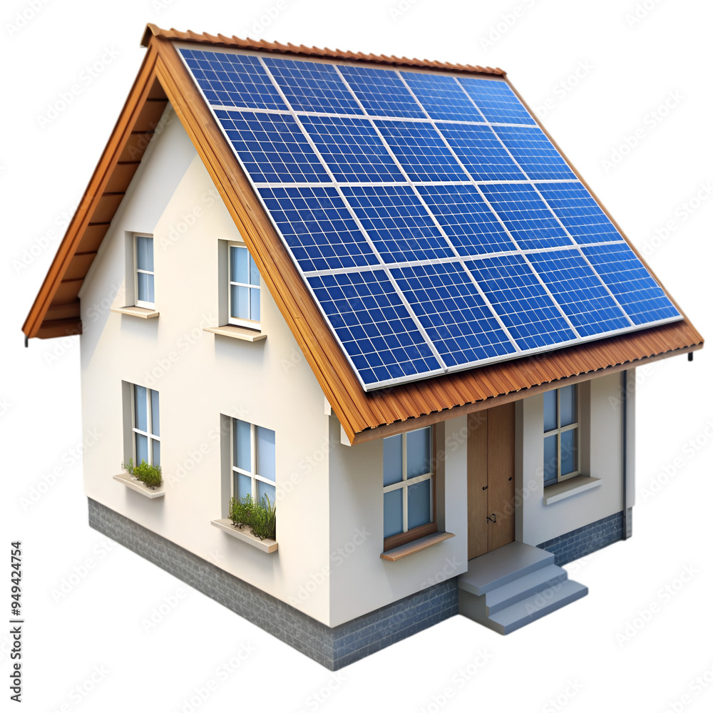 Fototapeta premium House with solar panel on roof