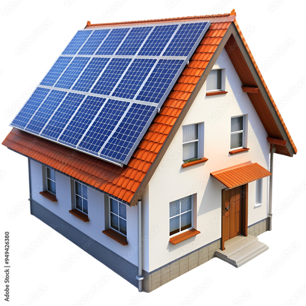 Fototapeta premium House with solar panel on roof