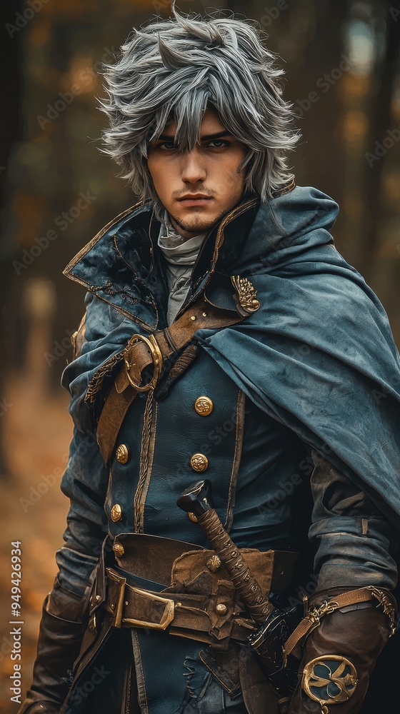 Man with Silver Hair and Medieval Costume Man with Silver Hair and Medieval Costume