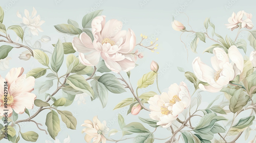 custom made wallpaper toronto digitalWatercolor background featuring blooming chamomil 3