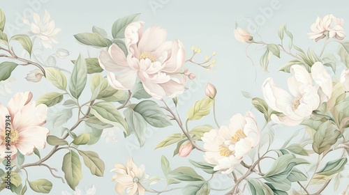 Wallpaper Mural Watercolor background featuring blooming chamomil 3 Torontodigital.ca