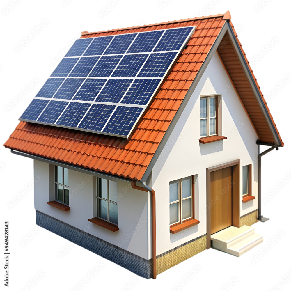 Fototapeta premium House with solar panel on roof