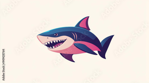 A sleek, modern shark head logo design with a clownish twist, perfect for a fun and vibrant brand identity.