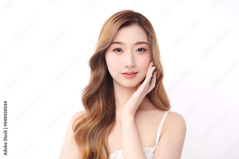Beautiful young asian woman with clean fresh skin on white background, Face care, Facial treatment, Cosmetology, beauty and spa, Asian women portrait. Beautiful young asian woman with clean fresh skin on white background, Face care, Facial treatment, Cosmetology, beauty and spa, Asian women portrait.