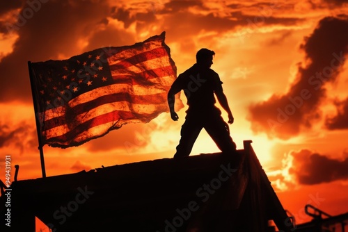 Flagman blockbuster movie poster, with copy space