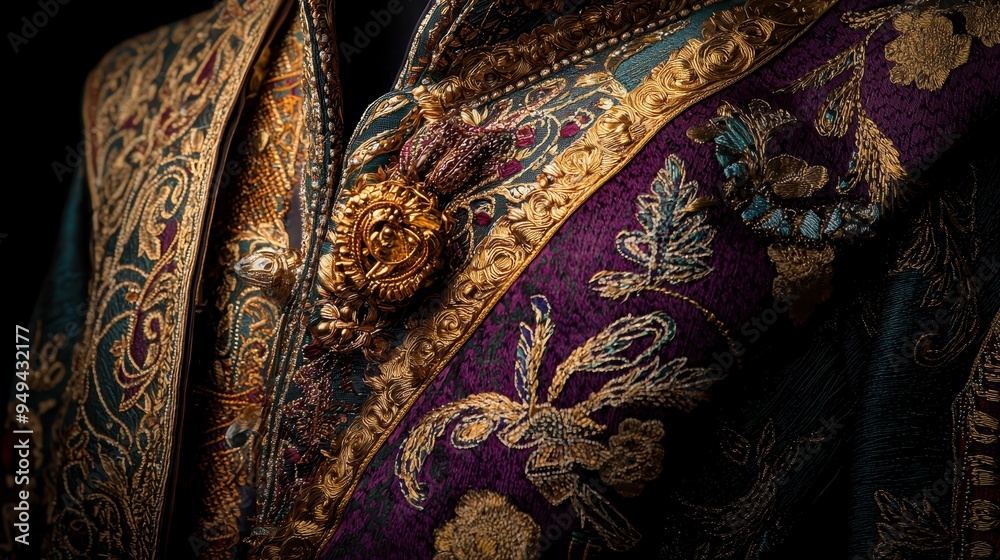 Gold and Purple Embroidered Fabric Texture Gold and Purple Embroidered Fabric Texture