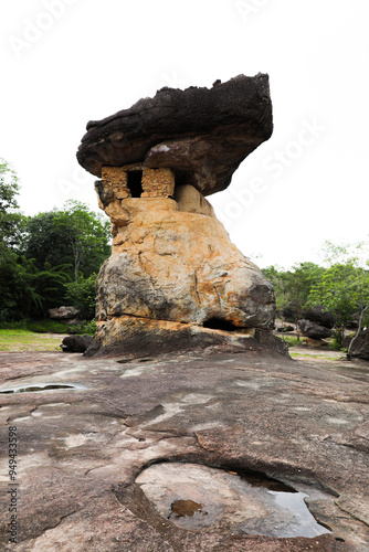 Phu Phrabat Historical Park It represents human civilization. and changes in topographic conditions which has a sandstone structure that has been eroded to form small and large rocks of various shapes photo