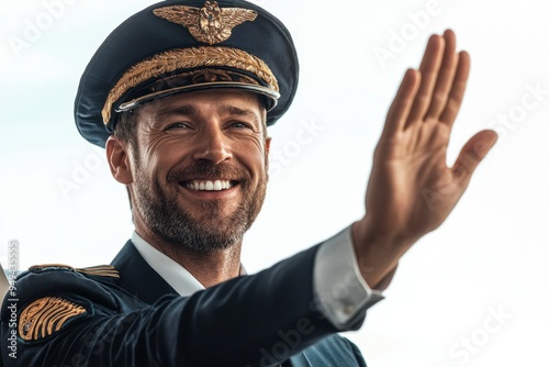 Pilot Greeting Passengers with a Smile.