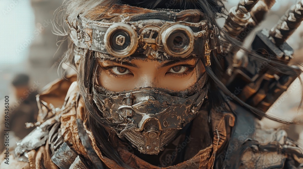 Post Apocalyptic Woman with Goggles and Gas Mask Post Apocalyptic Woman with Goggles and Gas Mask