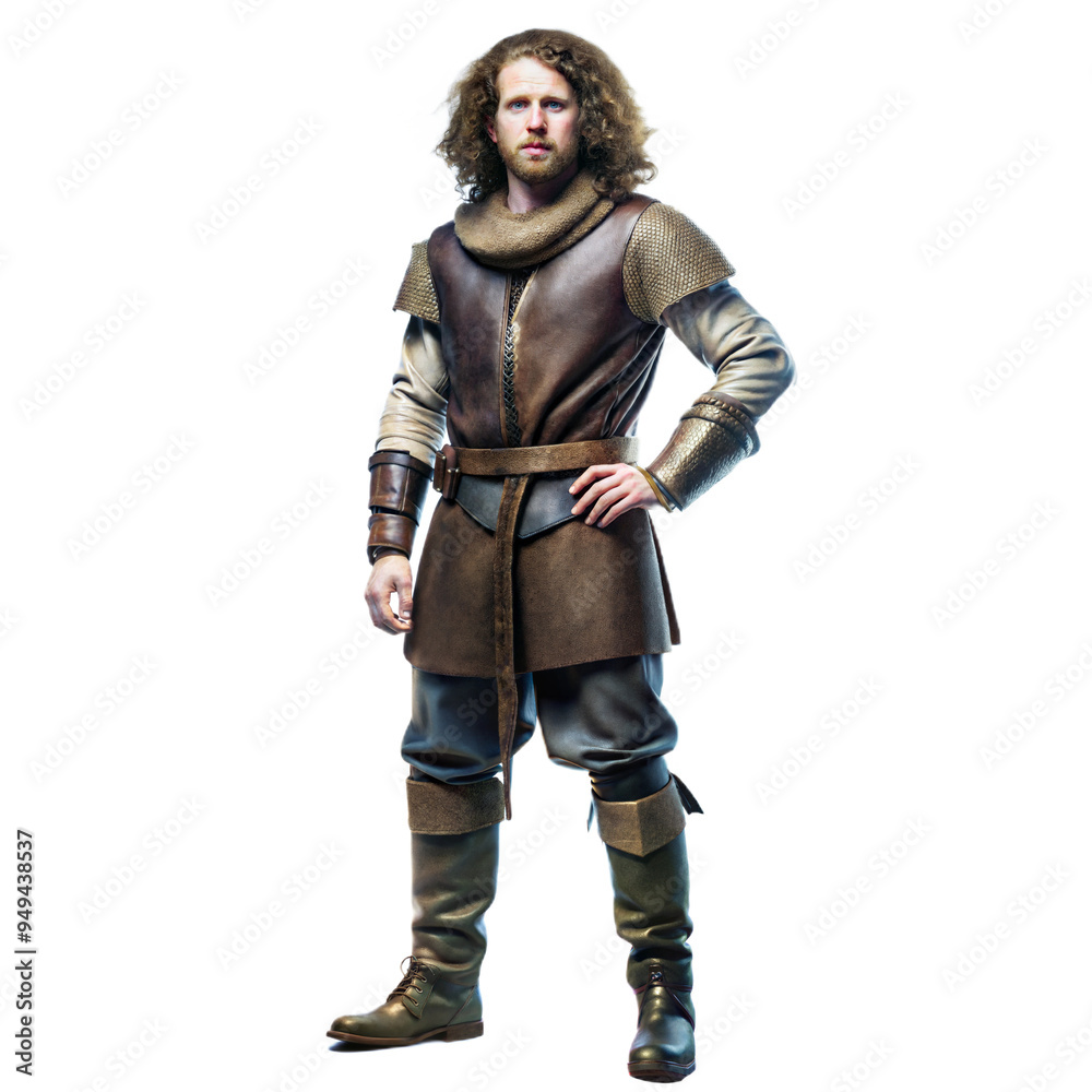 full body picture of 25 year old medieval soldier with brown curly hair in boots on isolated background, full body picture of 25 year old medieval soldier with brown curly hair in boots on isolated background,