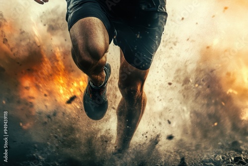 Runner blockbuster movie poster, with copy space photo