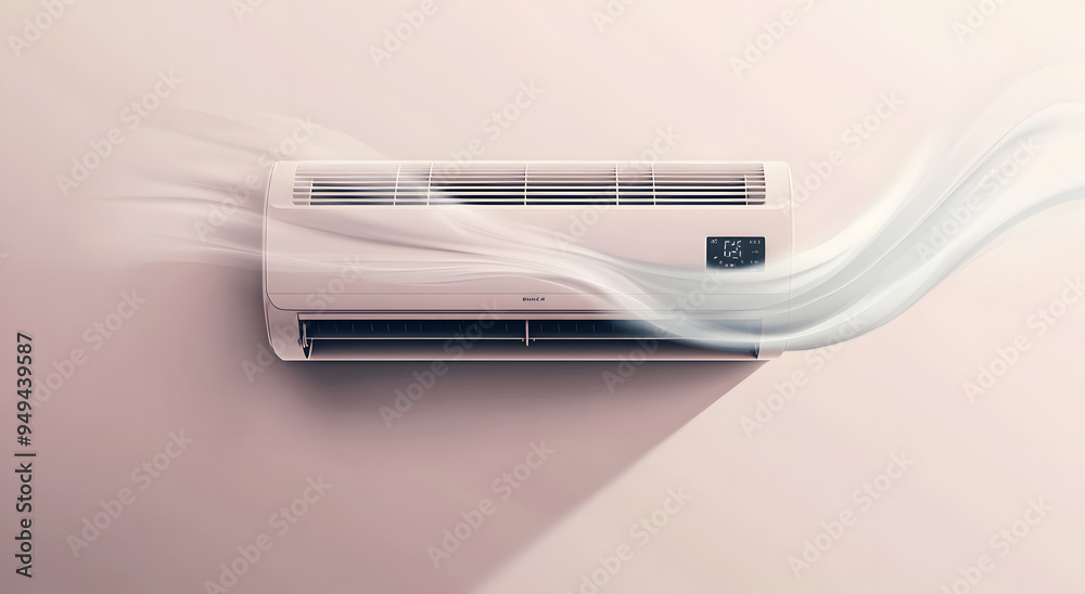 A Simple and Clear Illustration of an Air Conditioner on a White Background, Showcasing the Essential Design and Functionality of the Appliance, Ideal for Representing Themes of Home Comfort, Climate A Simple and Clear Illustration of an Air Conditioner on a White Background, Showcasing the Essential Design and Functionality of the Appliance, Ideal for Representing Themes of Home Comfort, Climate
