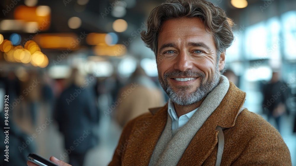 Smiling Man in an Airport