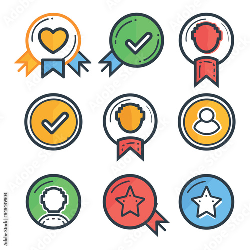 Profile verification icon. Approved check mark vector icon. Approve stamp or medal. Collection premium quality badges, Tick and Verification Icon Set. 
