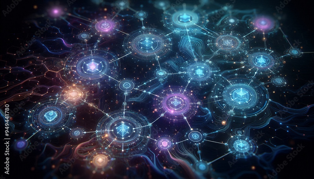 Cyber big data flow blockchain data network line