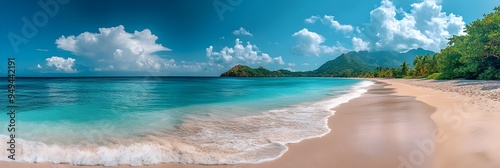 Stunning Panoramic View of Grand Anse Beach in the Tropical Paradise of Grenada photo