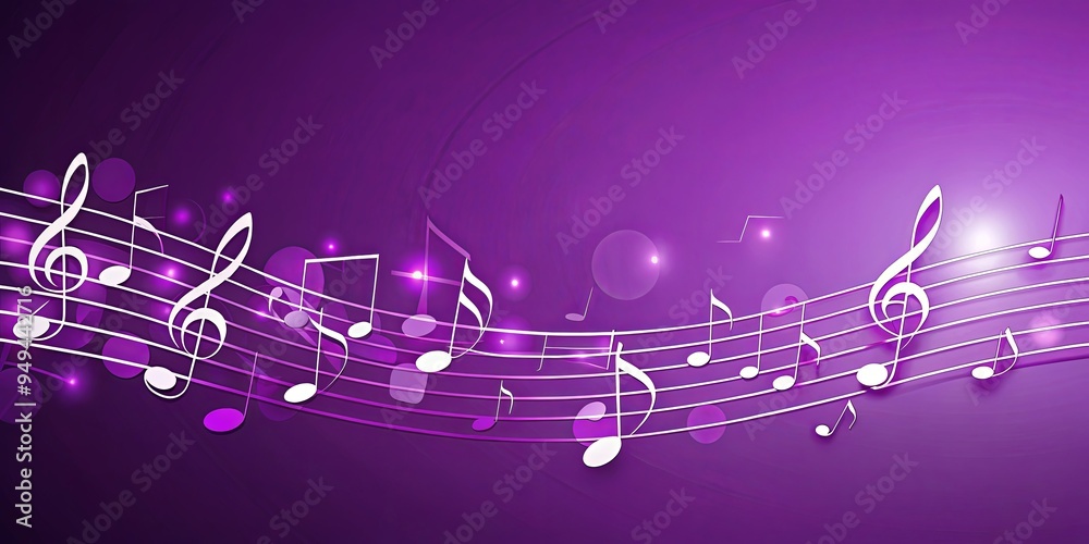 Additional Notes Images Musical notes on purple background with additional musical notes on the ...