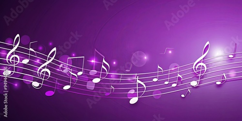 Musical notes on purple background with additional musical notes on the sides
