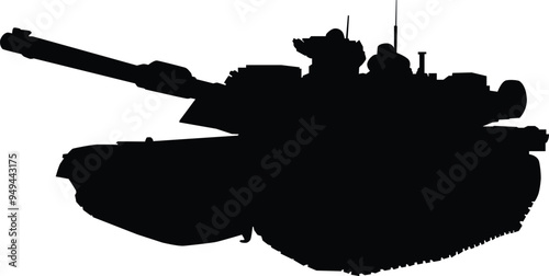 Military tank high detailed silhouette illustration isolated on white
