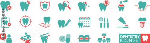Dentistry Solid icon set. It contains teeth, implants, dentistry, teeth, toothbrushes, and implants. vector illustration